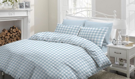 Housse de couette bleu à carreaux 